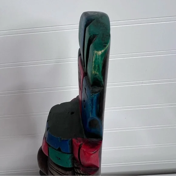 aztec wooden carved wood painted totem - Picture 7 of 13